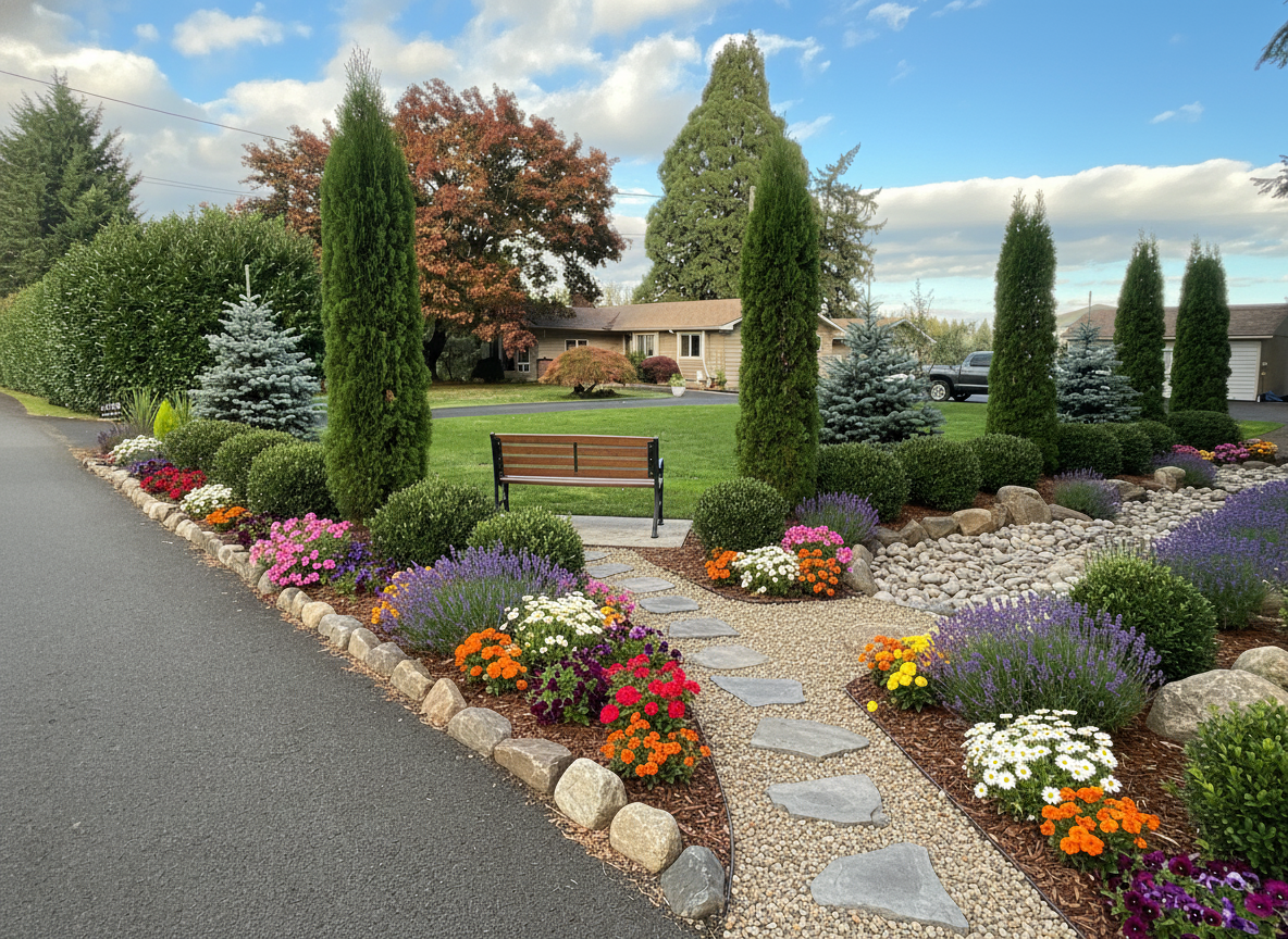 Beautiful landscaped front yard